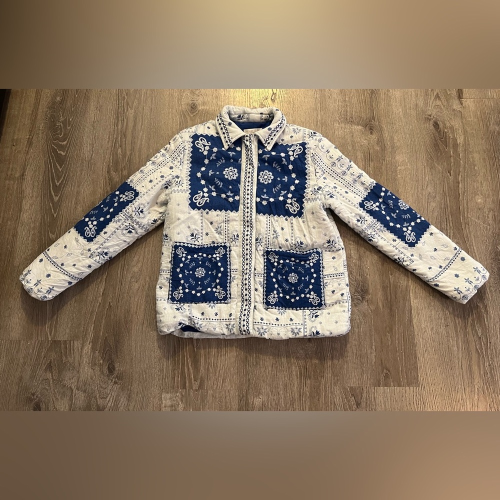 Caroline Constas Blue Ecru Bandana jacket NWOT - Picture 3 of 10